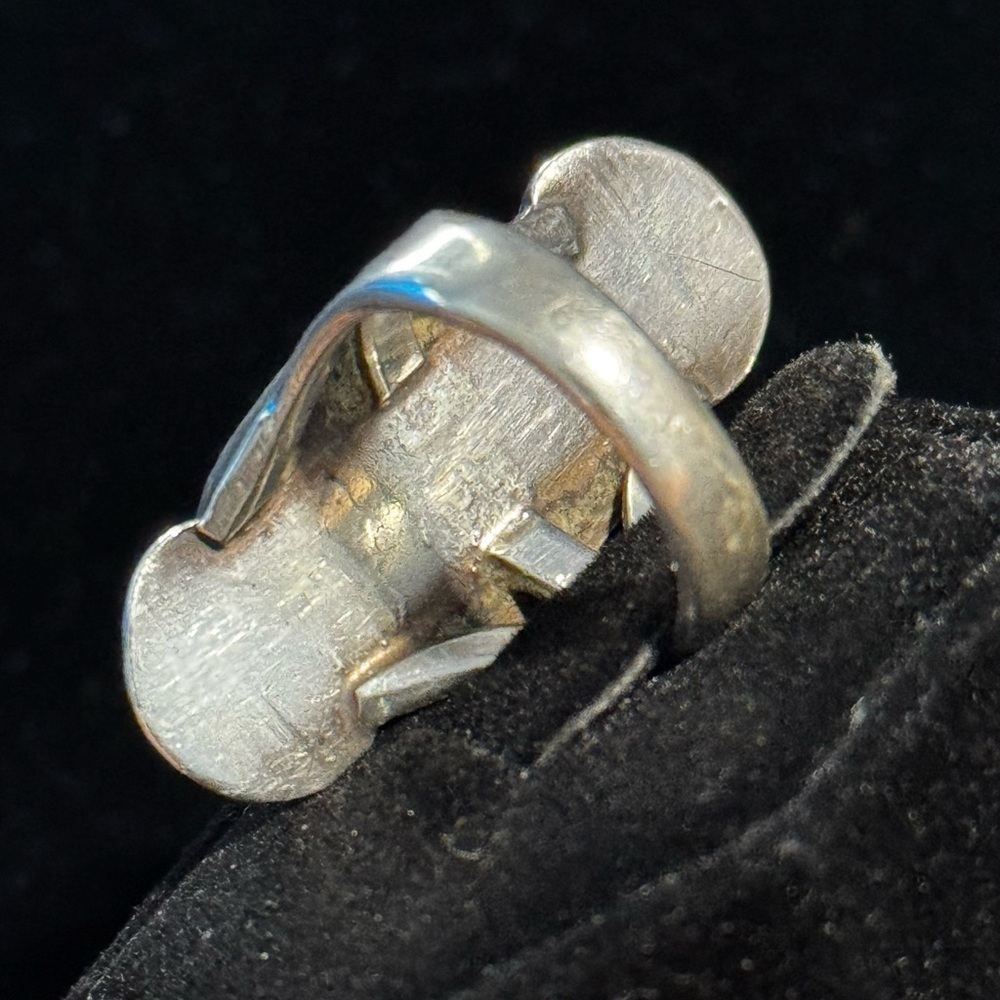 Vintage Native American Turquoise Heavy Sterling Silver Ring Size 6 - Picture 4 of 4